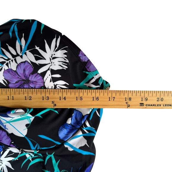 Swimsuits for All Size 16 Floral Tankini Top Halter Black Purple Blue Adjustable - Picture 8 of 8